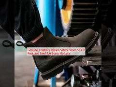 Gerçek Deri Chelsea Güvenlik Ayakkabıları S3 Yağa dayanıklı Çelik Ayakkabıları Denizsiz