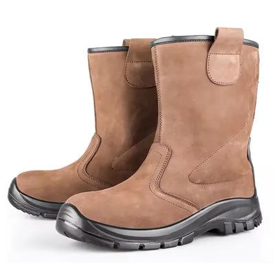satın al Kahverengi Nubuck Diz Yüksek Çizmeleri Su geçirmez Kaymaz Yağa dayanıklı ayakkabılar online manufacture