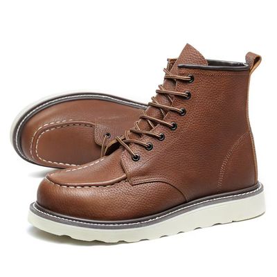 satın al Modaya uygun çelik ayak ayakkabıları ayakkabılar kayma dayanıklı orta üst deri ayakkabılar unisex online manufacture