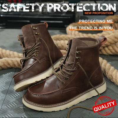 satın al Kahverengi Sığır Derisi Kauçuk Tek Güvenlik Güvenlik Çizmeleri Çelik Ayak Uçları Anti Smashing Kevlar Anti Proof İş online manufacture