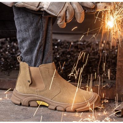 satın al Erkekler için süet Kevlar Çelik ayakkabı kaynak güvenlik ayakkabıları Anti kırma kauçuk iş online manufacture