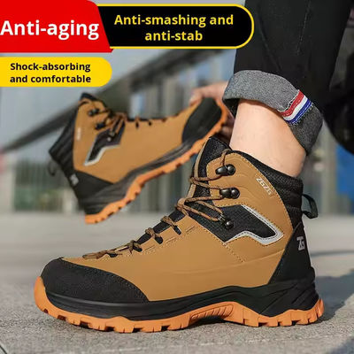satın al Kahverengi / Yeşil / Siyah OEM Güvenlik Çalışma Botları Mikrofiber Deri Çelik ayakkabı Kevlar Orta taban Çalışma ayakkabıları Kauçuk taban online manufacture