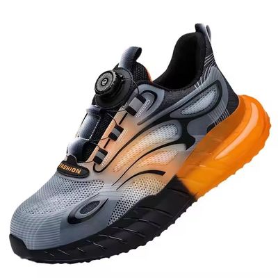 satın al Summer BOA Rotating Button Work Shoes KPU Flying Knit Comfortable Safety Shoes Kevlar Anti-stab TPU Popcorn Shoe Sole Work Shoes online manufacture