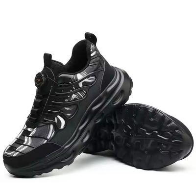 satın al Black BOA Rotating Button Work Shoes Flying Knit TPU Safety Shoes Kevlar Anti-stab EVA Sole Work Shoes online manufacture