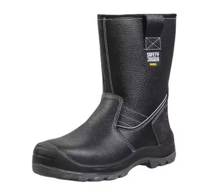 satın al OEM High Top Genuine Leather Work Shoes Steel Plate Safety Boots Genuine Leather Security Work Boots Pu Injection Sole online manufacture