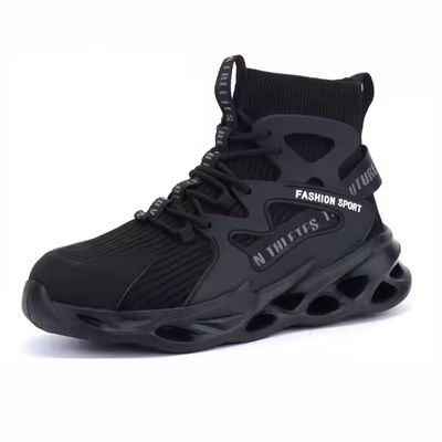 satın al OEM Black TPU+Flying Knit Safety Boots Security Work Boots Steel Toe Kevlar Safety Shoes EVA Sole Work Shoes online manufacture