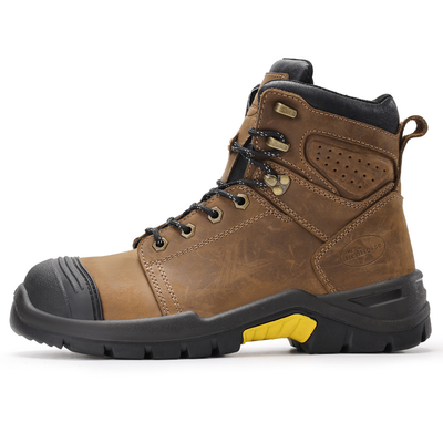 satın al Brown Microfiber Leather Security Work Boots with European Standard Steel Toe and Custom Logo Box Packaging online manufacture