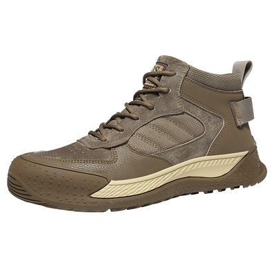 satın al Beige Suede Industrial Safety Shoes Khaki Anti-smashing Steel Toe Work Shoes Bulletproof Kevlar Mid Sole Rubber Sole online manufacture
