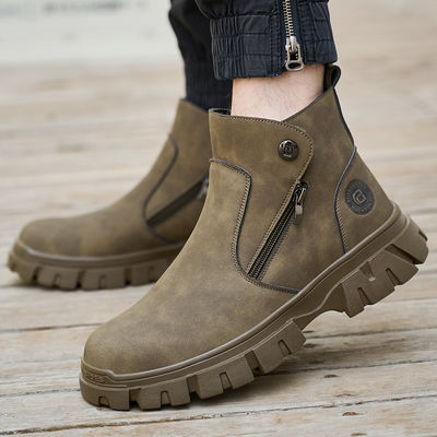 satın al Wheat Men's Welding Safety Shoes With Steel Toe Safety Boots Microfiber Leather Work Boots With Rubber Sole Anti-stab Kevlar Work Shoes online manufacture