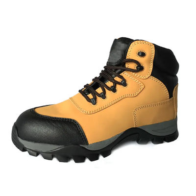 Nubuck Deri Güvenlik Çalışma Botları Kaymaz Kauçuk Sol Ayakkabıları Sarı