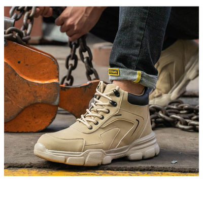 Kevlar orta tabanlı güvenlik botları Mikrofiber deri iş ayakkabıları çelik ayakkabı ve kauçuk tabanlı
