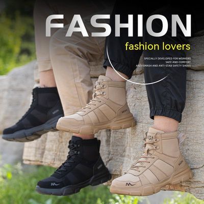 Güvenlik Çalışma Çizmeleri Mikrofiber Erkek Güvenlik Çizmeleri Çelik Ayak Bacak Kevlar Orta Sol Anti-Kırılma Kauçuk Çalışma Çizmeleri