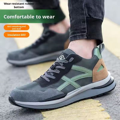 Kevlar Çalışma Ayakkabıları Kauçuk Üstü Suede Mikrofiber İnşaat Güvenlik Ayakkabıları Standart Çelik Ayakbaşı Anti Smashing