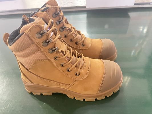 Yüksek Üst Sığır Derisi Deri İş Botu Çelik Levha Delinmeye Dayanıklı Kaymaya Dirençli PU + TPU Taban Çelik Burunlu Güvenlik Botları